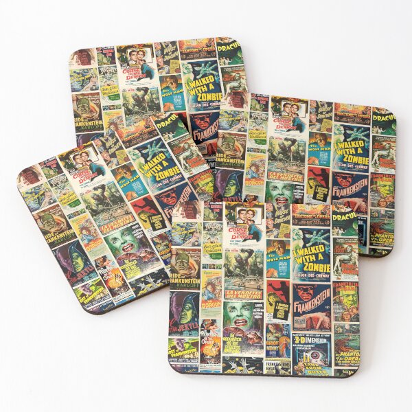 Classic Horror Movie Poster Montage Coasters (Set of 4)