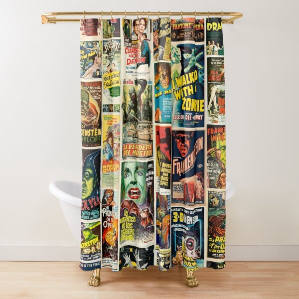 Classic Horror Movie Poster Montage Shower Curtain