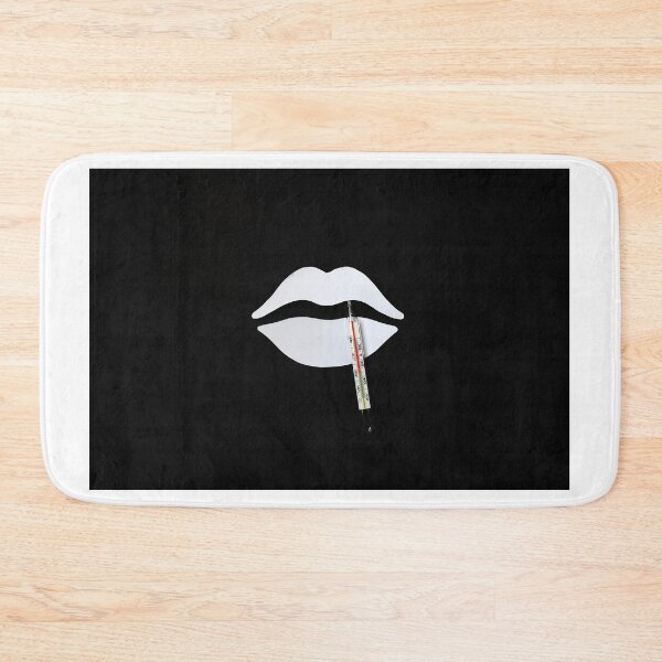 Item preview, a thermometer with a high temperature on a black background, in white lips, a harbinger of death designed and sold by vilma3000.