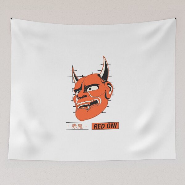 Item preview, Japanese Folklore Face Mask - Red Oni designed and sold by Crapt.