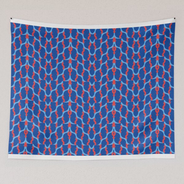 Artikelvorschau, Nettes blaues und rotes Wellenmuster entworfen und verkauft von Poetic Patterns Studio.