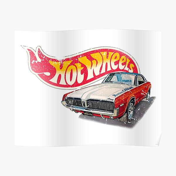 Authentic Vintage, Distressed Hot Wheels 1968 Custom Cougar Poster