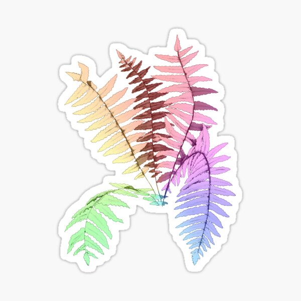 Pastel Rainbow Ferns Sticker