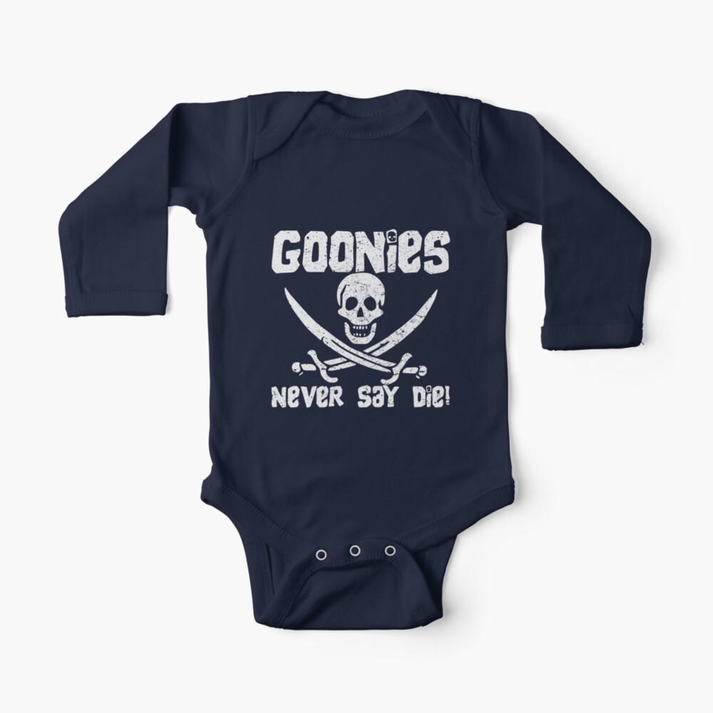 Goonies Never Say Die! Distressed Design For Men, Women, Kids Baby One-Piece