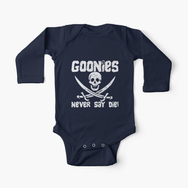Goonies Never Say Die! Distressed Design For Men, Women, Kids Long Sleeve Baby One-Piece