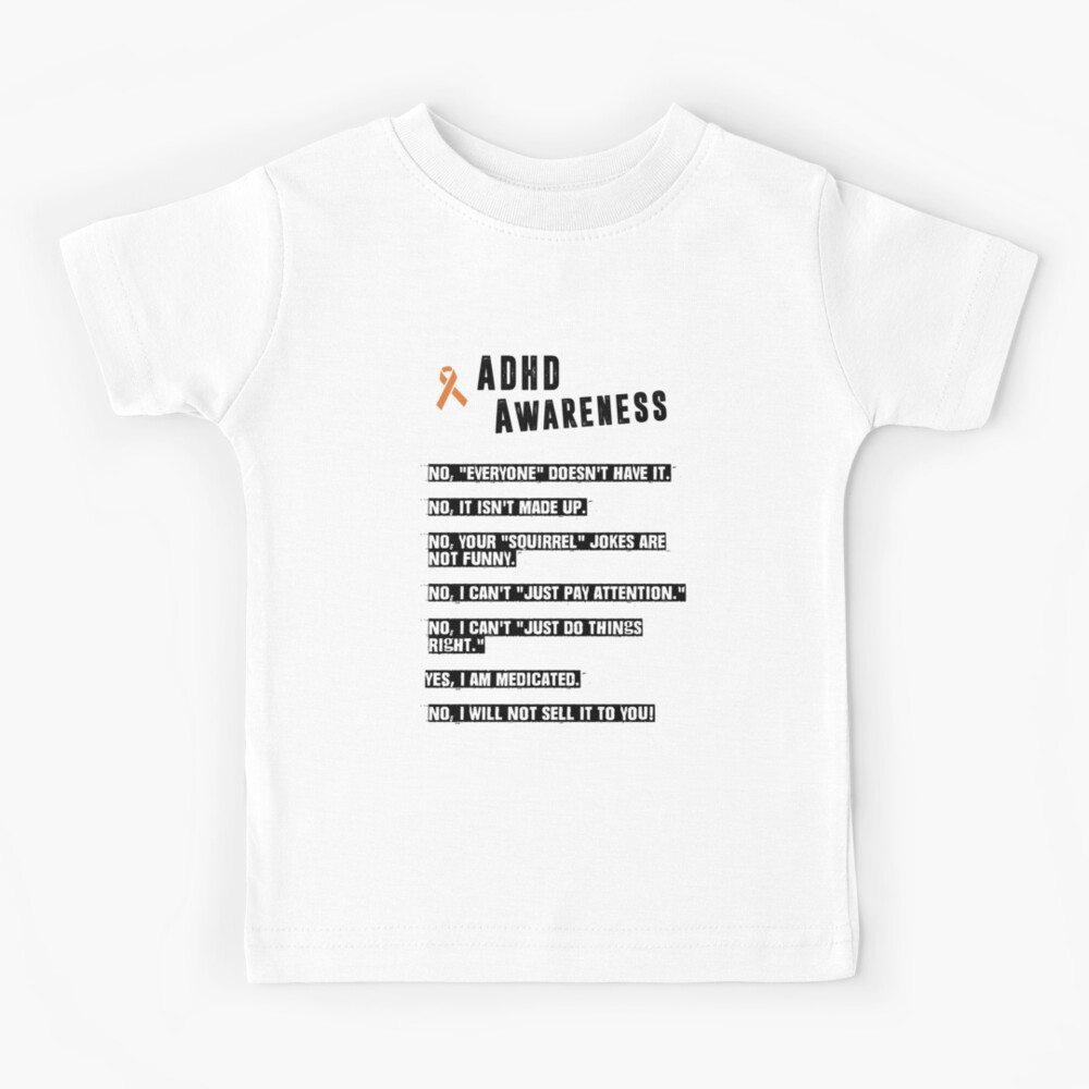 I Wear Orange For ADHD Awareness Shirt Orange Ribbon T-Shirt-BN