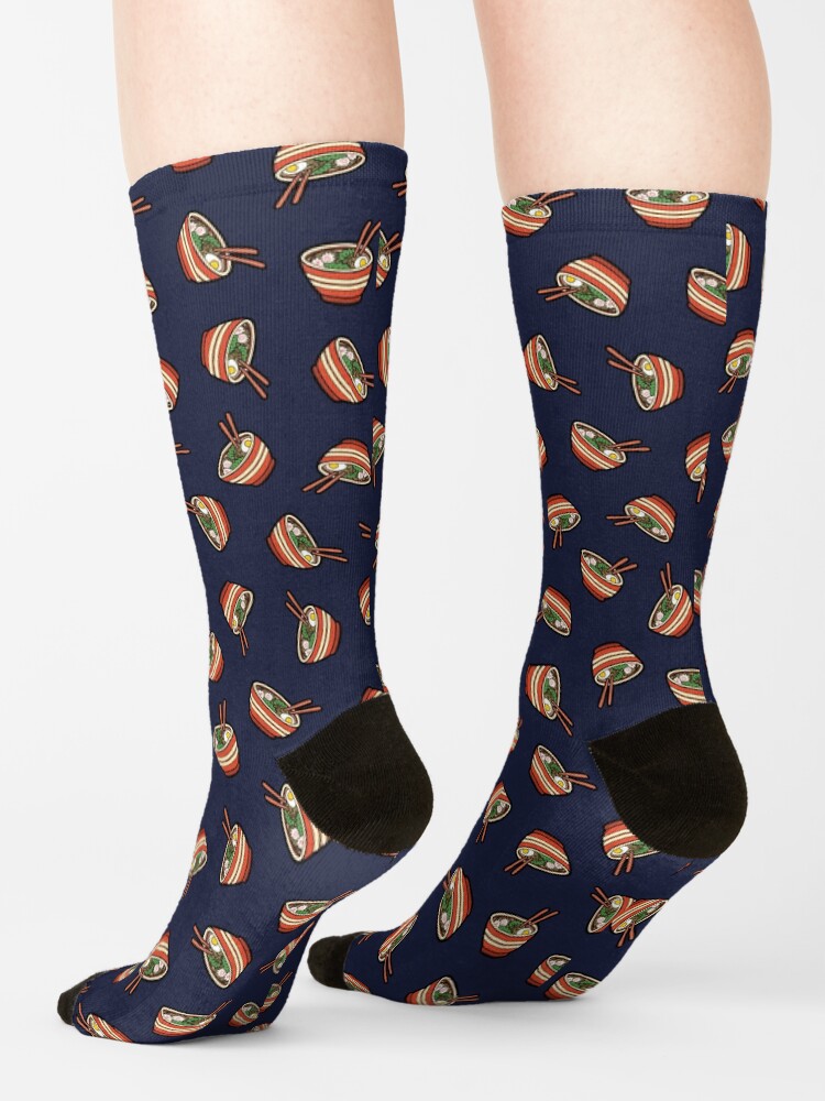 Alternate view of Ramen Bowl Pattern in Dark Blue Socks