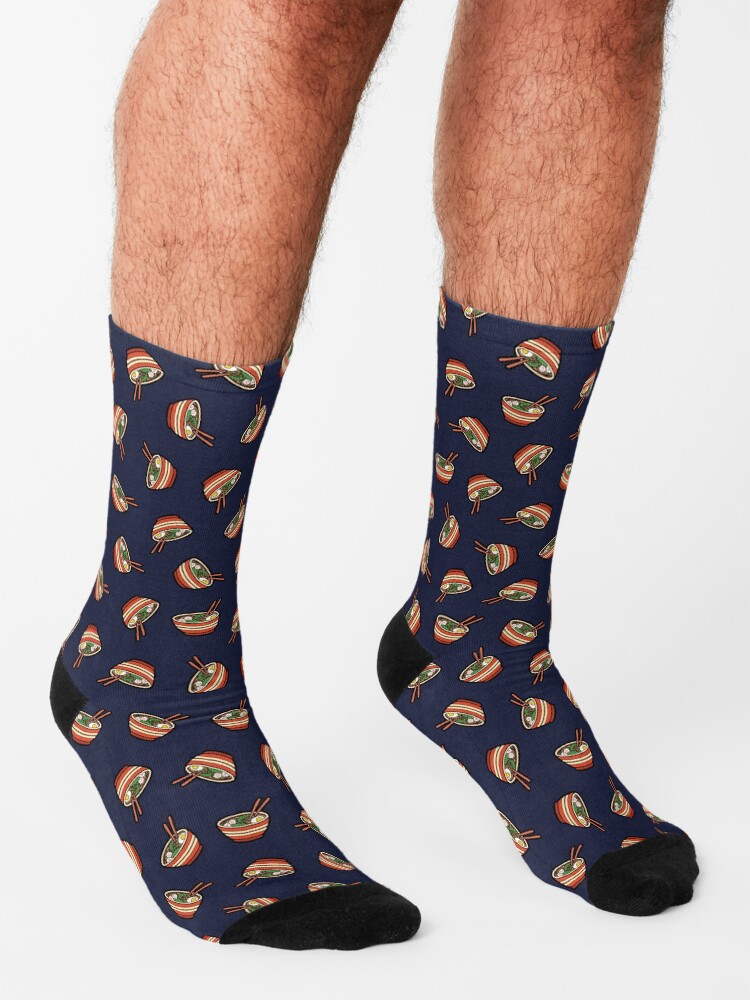 Alternate view of Ramen Bowl Pattern in Dark Blue Socks