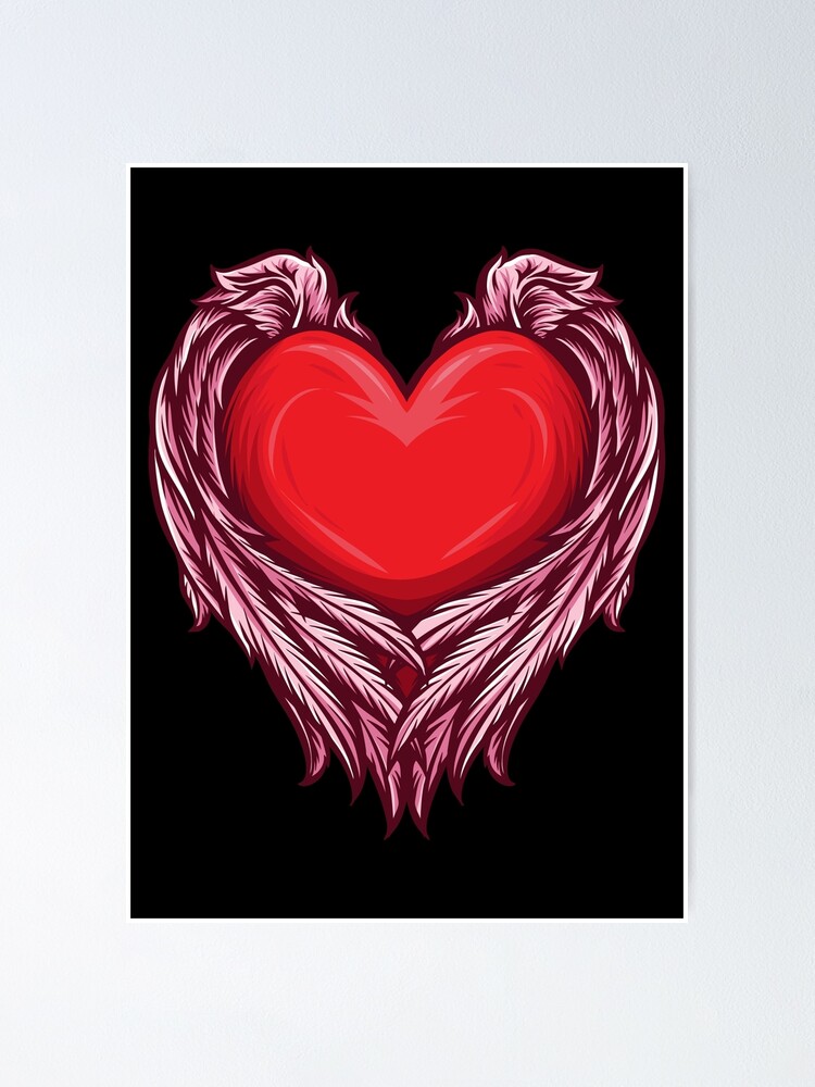 Heart With Wings Poster By Tambustore Redbubble