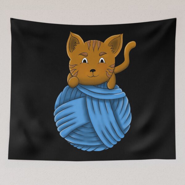 Item preview, Clever cat with his ball of wool - LBC designed and sold by lisabcreations.