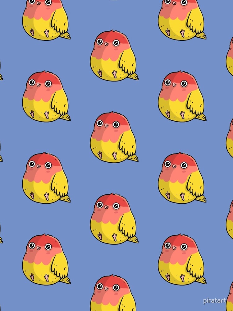 Cute Lutino Lovebird Chubby Bird Design by piratart