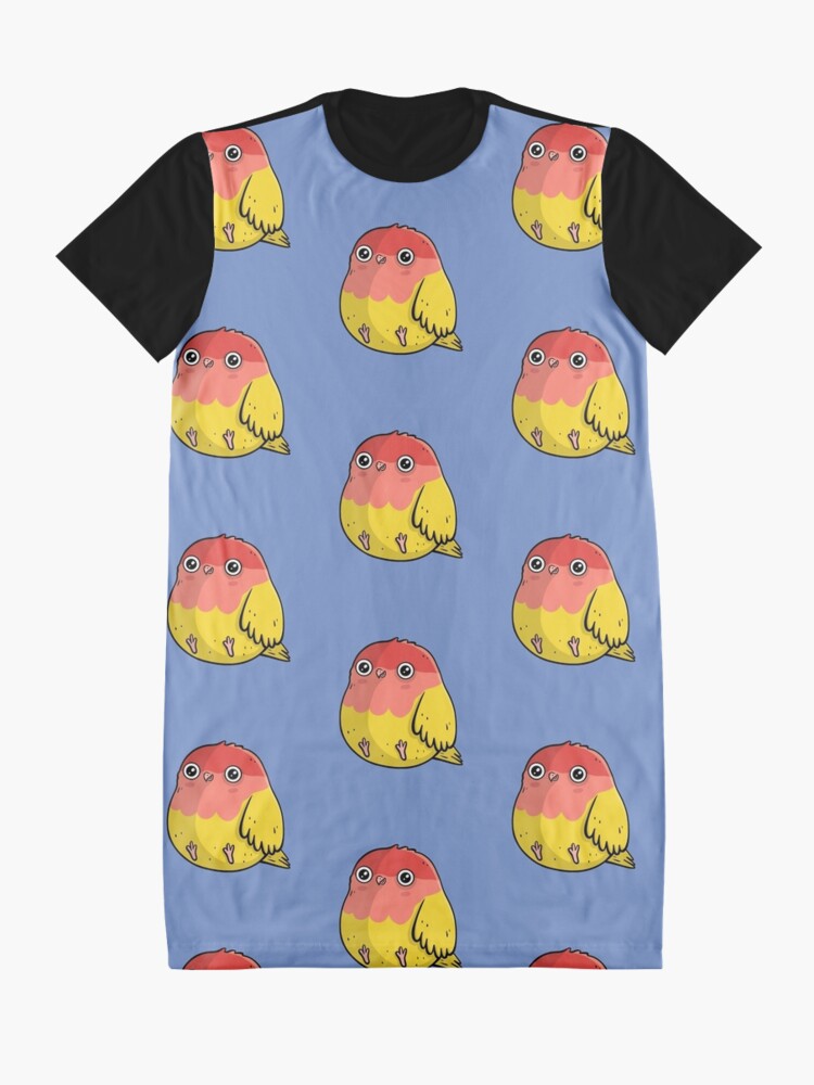 Alternate view of Cute Lutino Lovebird Chubby Bird Design Graphic T-Shirt Dress