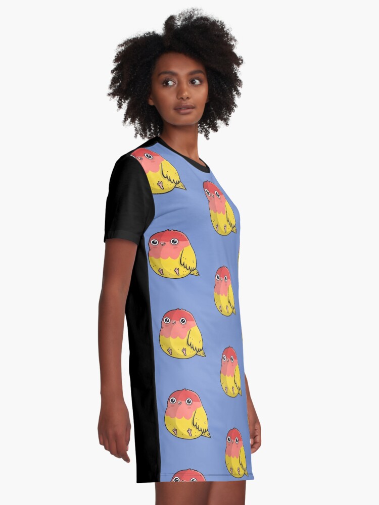 Alternate view of Cute Lutino Lovebird Chubby Bird Design Graphic T-Shirt Dress