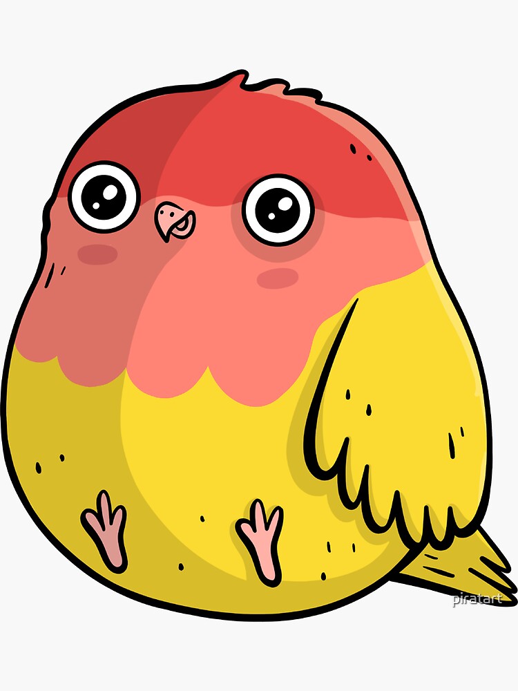 Cute Lutino Lovebird Chubby Bird Design by piratart