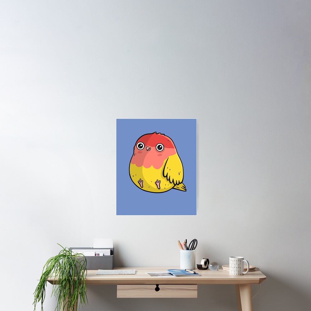 Cute Lutino Lovebird Chubby Bird Design Poster