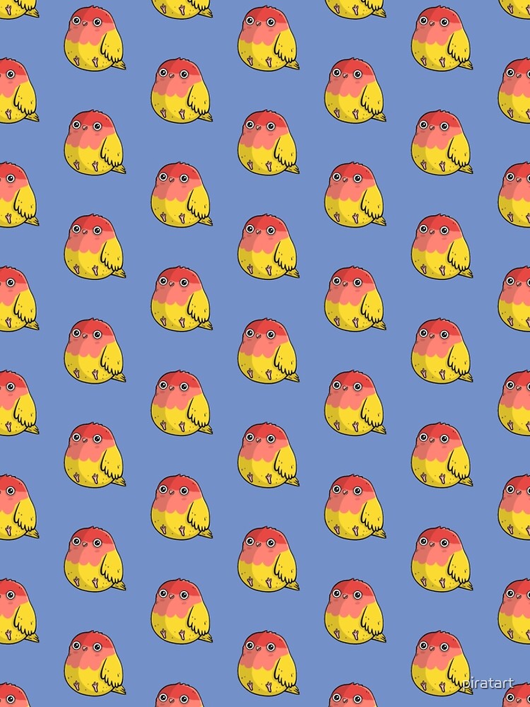Cute Lutino Lovebird Chubby Bird Design by piratart