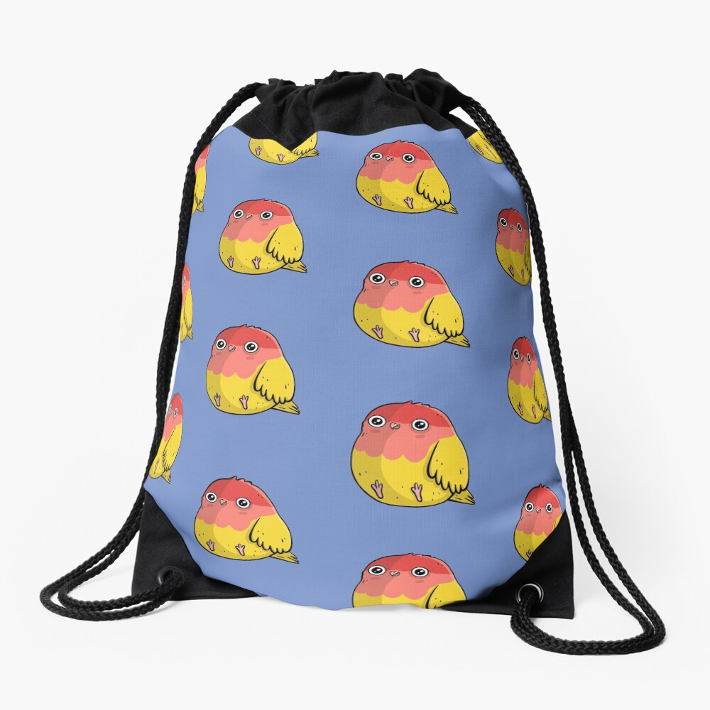 Cute Lutino Lovebird Chubby Bird Design Drawstring Bag