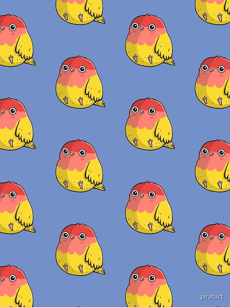 Cute Lutino Lovebird Chubby Bird Design by piratart