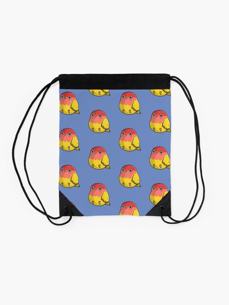 Alternate view of Cute Lutino Lovebird Chubby Bird Design Drawstring Bag