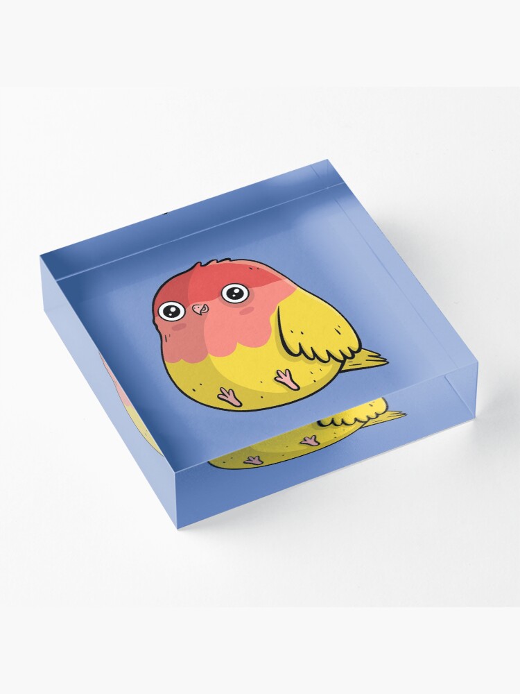 Alternate view of Cute Lutino Lovebird Chubby Bird Design Acrylic Block