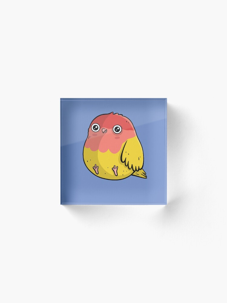 Alternate view of Cute Lutino Lovebird Chubby Bird Design Acrylic Block