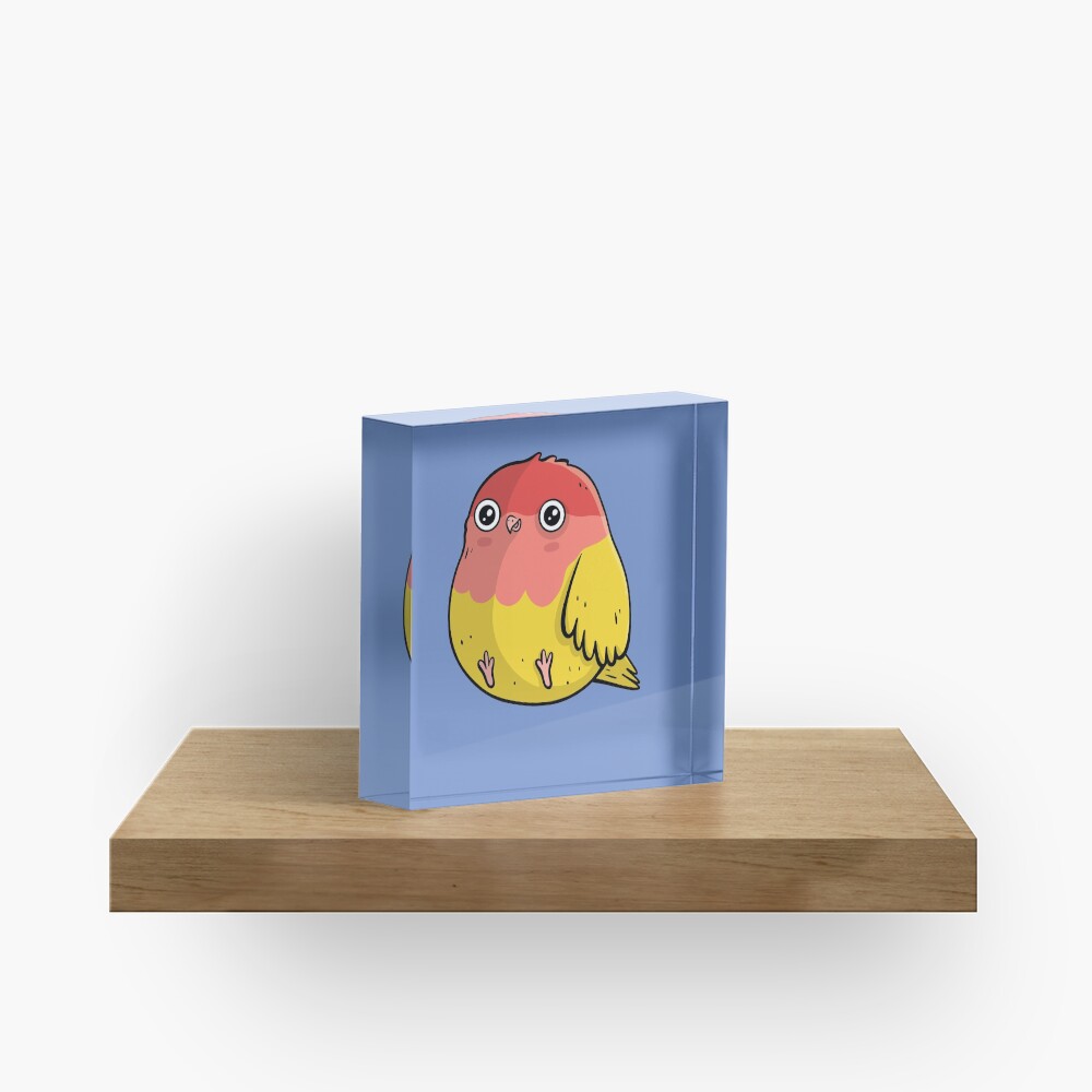 Cute Lutino Lovebird Chubby Bird Design Acrylic Block