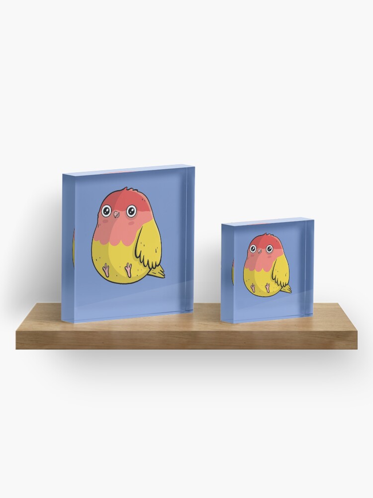 Alternate view of Cute Lutino Lovebird Chubby Bird Design Acrylic Block