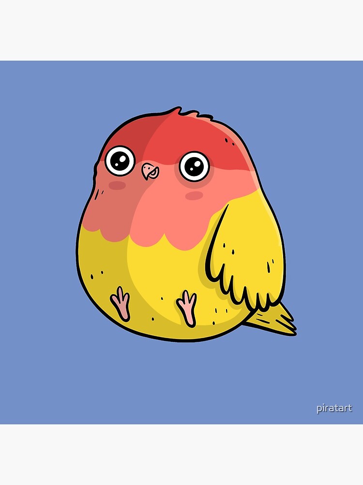 Cute Lutino Lovebird Chubby Bird Design by piratart