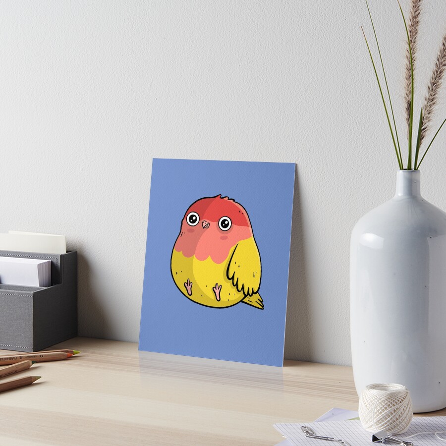 Cute Lutino Lovebird Chubby Bird Design Art Board Print
