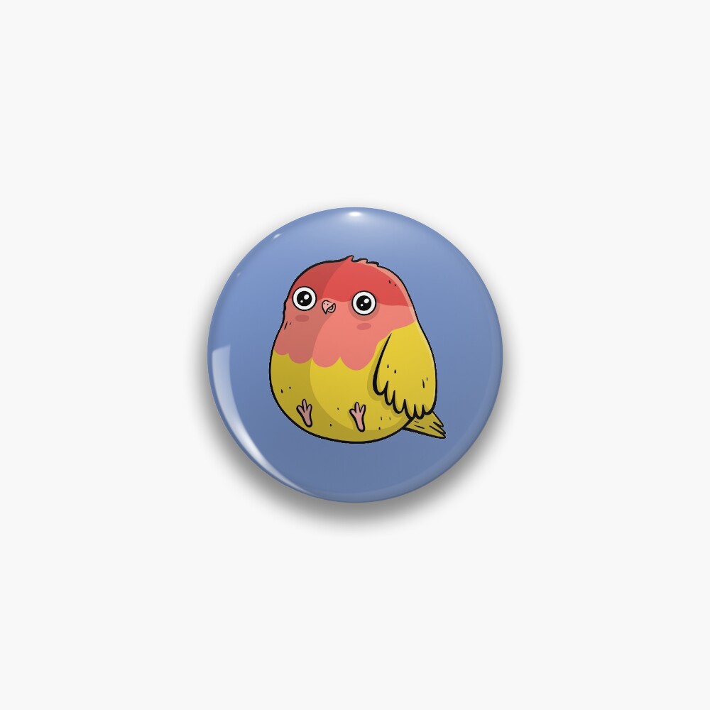 Cute Lutino Lovebird Chubby Bird Design Pin
