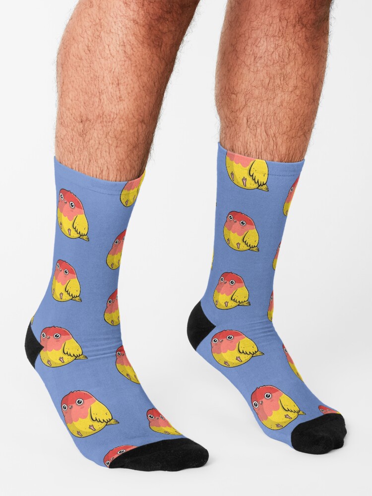 Alternate view of Cute Lutino Lovebird Chubby Bird Design Socks