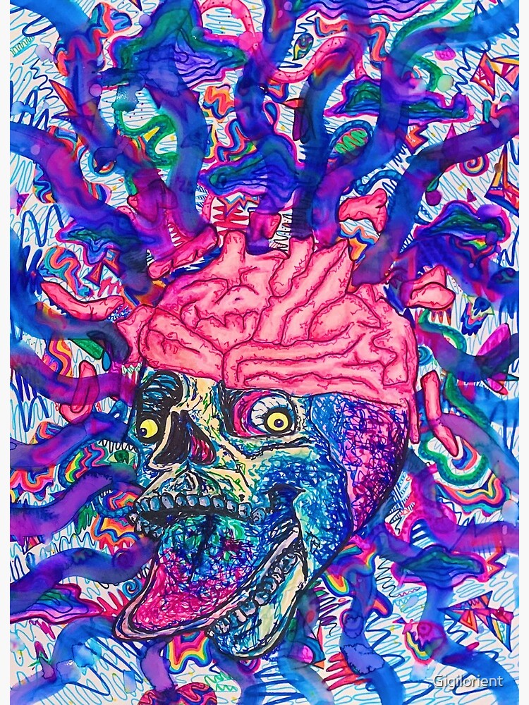 Download Psychedelic Skull Design Art Board Print By Gigilorient Redbubble