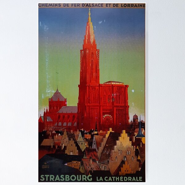 Item preview, Strasbourg vintage travel poster designed and sold by stickart-marek.
