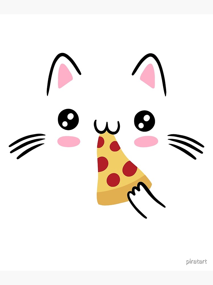 "Kawaii Pizza Cat Kitten Illustration" Poster by piratart Redbubble