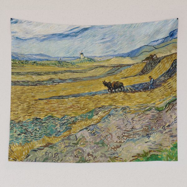 Item preview, Enclosed Field with Ploughman by Vincent Van Gogh (1889) designed and sold by allhistory.
