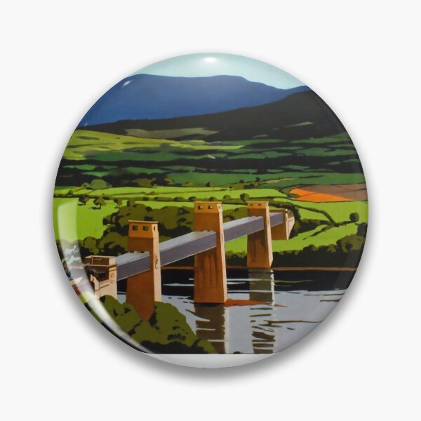 Item preview, Britannia Tubular Bridge vintage travel poster designed and sold by stickart-marek.