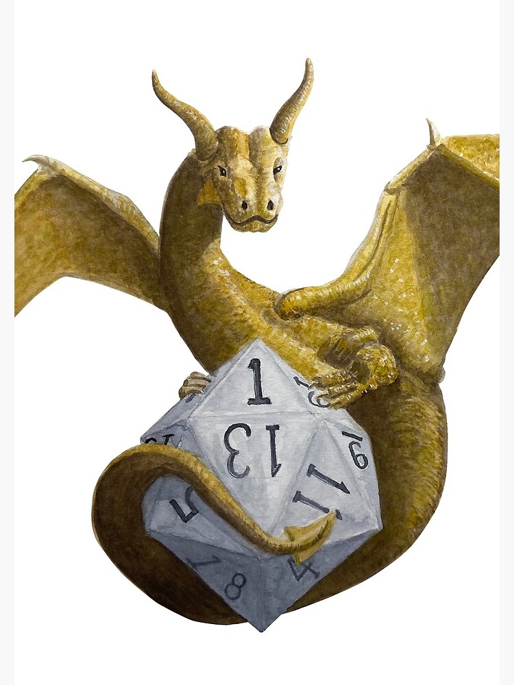 Bronze Dragon On Silver D20 by RescuedByDragon