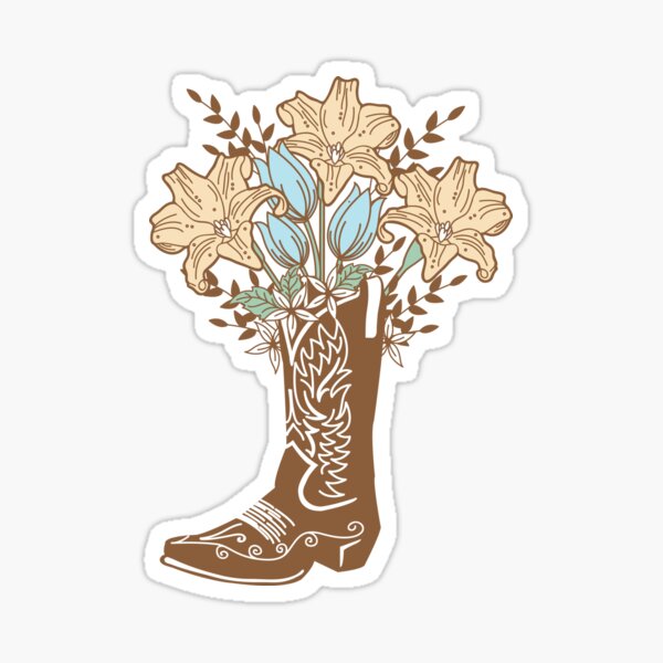 Aperçu de l'œuvre Botte de cow-boy avec des fleurs créée et vendue par MyMaxDesign.