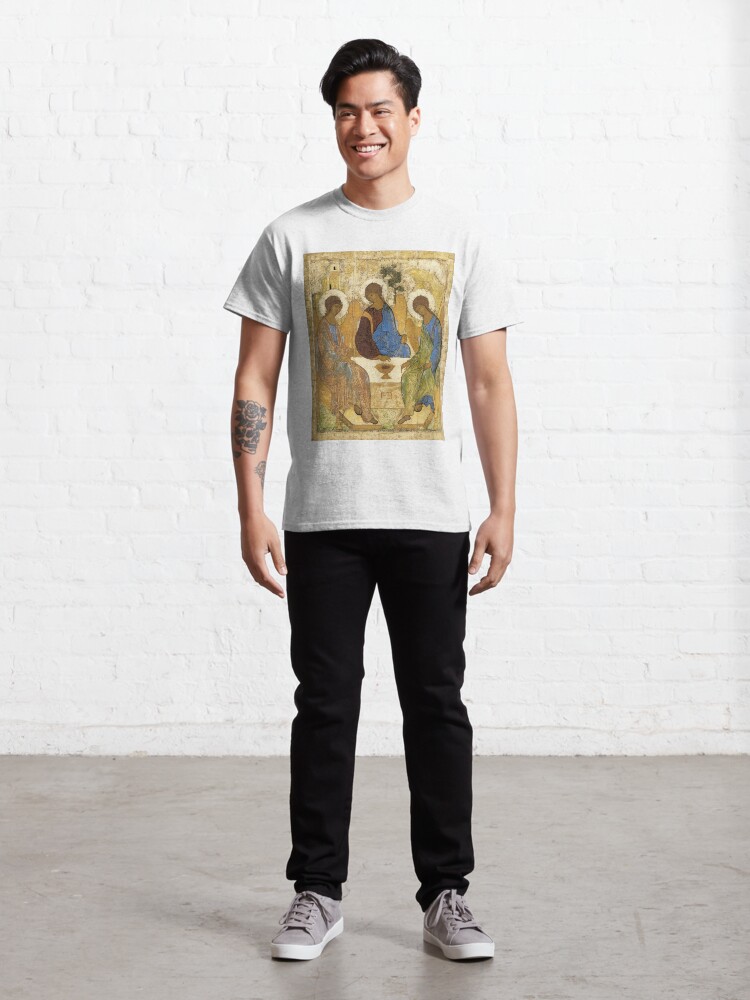 Alternate view of Holy Trinity, Hospitality of Abraham; by Andrei Rublev; tempera on panel; Tretyakov Gallery (Moscow) Classic T-Shirt