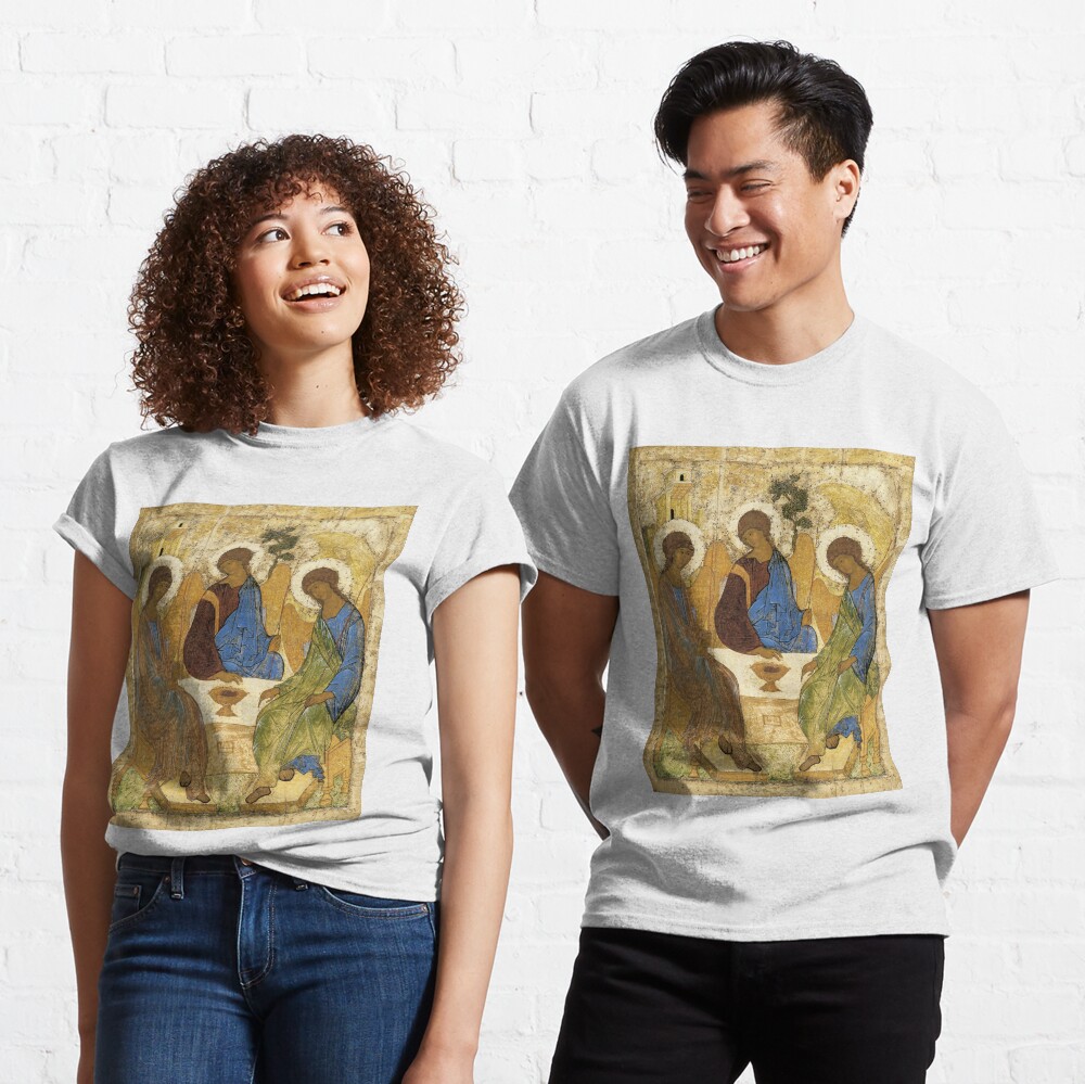 Holy Trinity, Hospitality of Abraham; by Andrei Rublev; tempera on panel; Tretyakov Gallery (Moscow) Classic T-Shirt