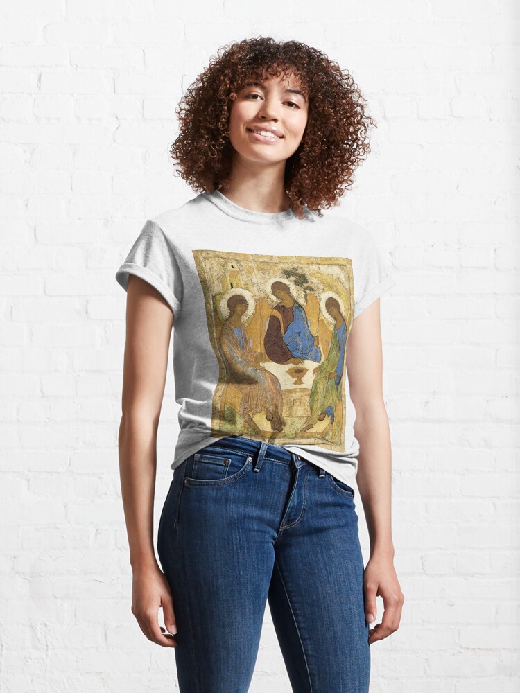 Alternate view of Holy Trinity, Hospitality of Abraham; by Andrei Rublev; tempera on panel; Tretyakov Gallery (Moscow) Classic T-Shirt