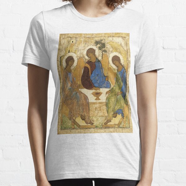 Holy Trinity, Hospitality of Abraham; by Andrei Rublev; tempera on panel; Tretyakov Gallery (Moscow) Essential T-Shirt