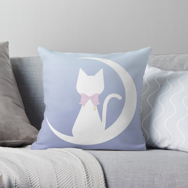 Cat on the Moon Throw Pillow