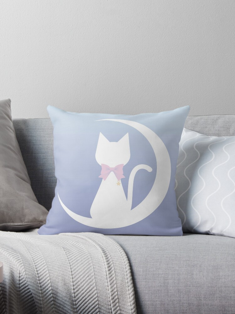 Throw Pillow, Cat on the Moon designed and sold by lucidly