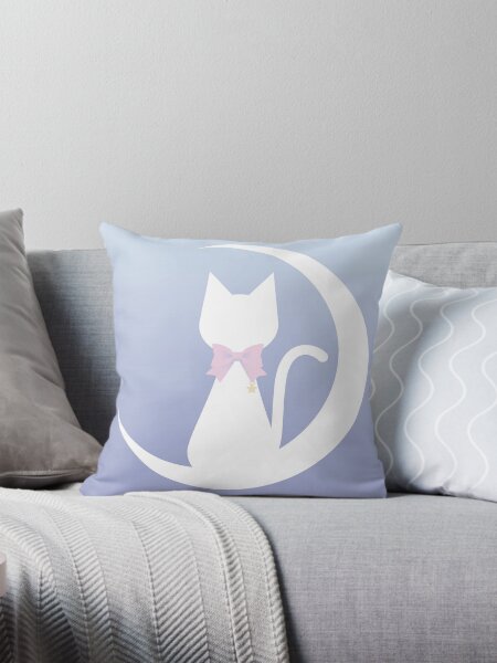 Cat on the Moon Throw Pillow