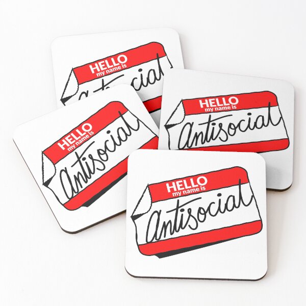 Item preview, Antisocial Sticker | Hello My Name is Name Tag Illustration designed and sold by modernzen.