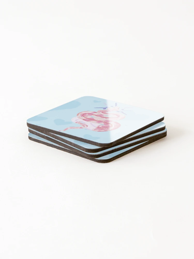 Thumbnail 4 of 5, Coasters (Set of 4), Peach Python Sticker designed and sold by CosmicLungs.
