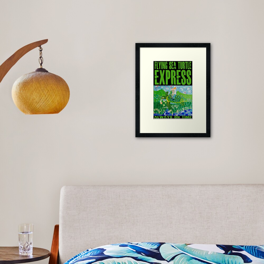 Flying Sea Turtle Express Departs Vancouver on Schedule Framed Art Print