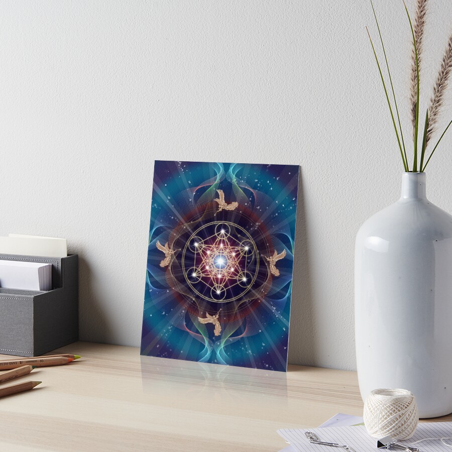 Metatron's Cube - Merkabah - Peace and Balance Art Board Print