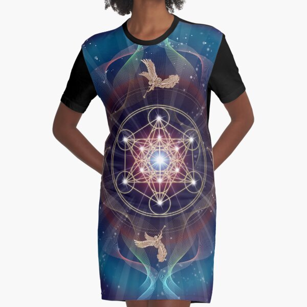 Metatron's Cube - Merkabah - Peace and Balance Graphic T-Shirt Dress